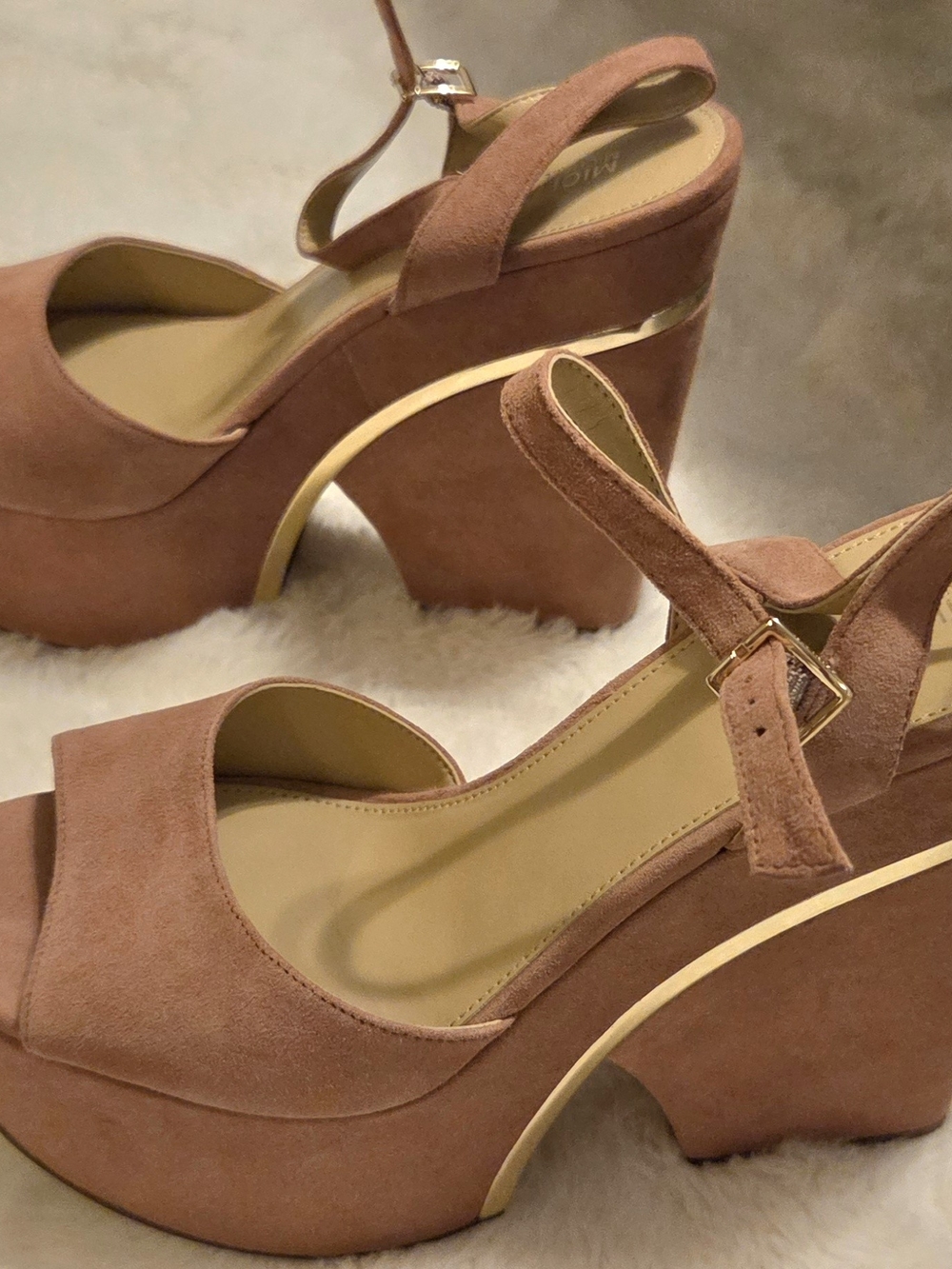 Michael Kors Suede Platform Sandals in Dusty Rose